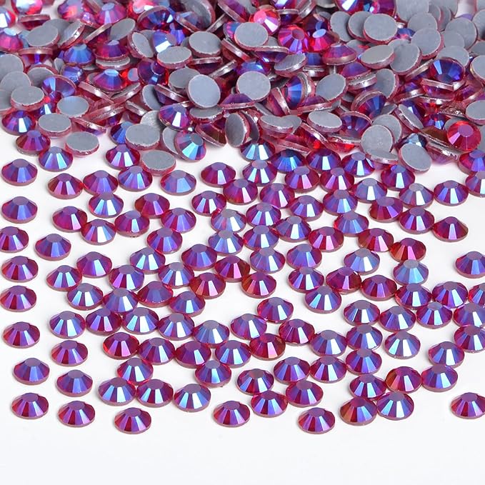 Bymitel Hotfix Crystal Rhinestones Round Gems Iron on DIY Jewelry Making Flat Back for Crafts,Siam AB, 2.4mm(SS8/2880pcs)