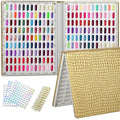 216 Colors Nail Swatches Book with 240 Nail Tips and Number Labels Leather Nail Gel Polish Display Book Nail Painting Practice Design Board No Need Pasting, No Need Glue