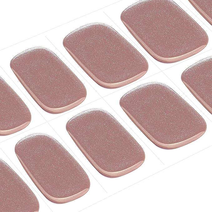 DANNI & TONI Semi Cured Gel Nail Strips Nude Pink Mirror Gel Nail Wraps 28 Stickers |Sepia Shine