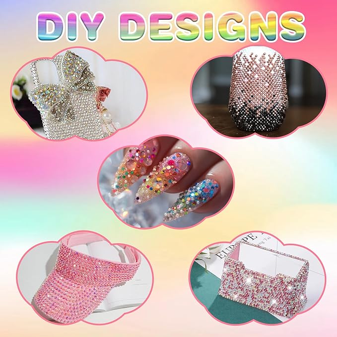 24000Pcs 24 Colors Resin Jelly Rhinestones for Bedazzling, Multicolor 3mm Flatback Gems for Diamond Art 3Pcs Jewelry Glue for Bedazzled Nail Art Makeup Crafting Book Shoes
