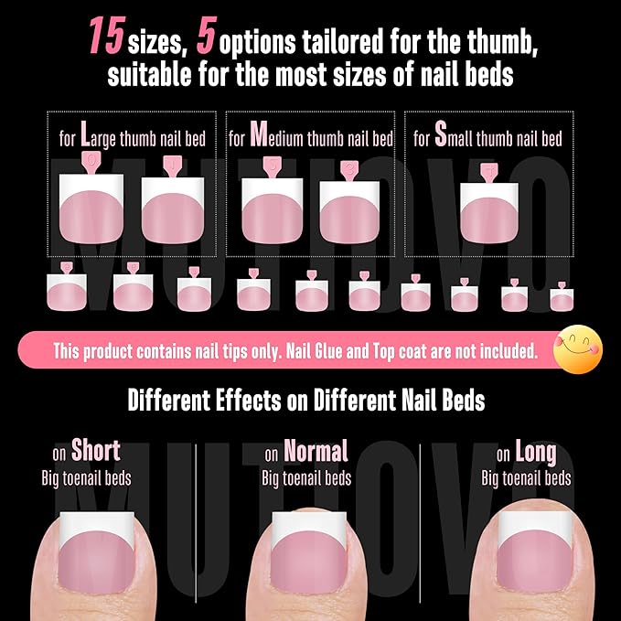 8 MIXED Summer Color French Tip Toe Nail Tips, Sharp Square Soft Gel False Toenail Extension,Full Cover Acrylic, no Glue Included, Need Builder Gel & Top Coat, for DIY x 15 Sizes 240 pcs