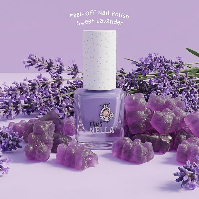MISS NELLA PURPLE UNICORN- Peel Off, Odour Free, Water Base & Safe for kids nail polish pack OF 3- Sweet Lavender (glitter), Butterfly Wings (glitter) & Little Poppet