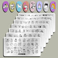 Cat Puppy Unicorn Nail Stamping Plate Kit Set, 7pcs Star Heart Cute Animal Design Nail Stamper Plate Rabbit Dogs Mermaid Image Stamping Plates Alien Dinosaur Nail Art Stamp Templates Stencils Tools