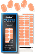 Pre Cured Gel Nail Strips - 44PCS Salon Quality Gel Nail Stickers - Long Lasting Polish Wraps for Women no UV Light Needed Easy Apply & Remove (Marigold Orange