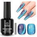Beetles Cat Eye Gel Nail Polish - 15ML 9D Cat Eye Chameleon Blue Glitter Gel Polish Interstellar Mirage Blue Purple Magnetic Shimmer Effect Soak Off UV Salon DIY Manicure Gifts for Women