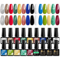 MTSSII Christmas Gel Nail Polish Set 18pcs Reflective Glitter Gel Polish Kit with Gel Top Coat Top Coat Gel Nail Polish Blue Red Green Polish Nail Art Design DIY Gift for Girls Women