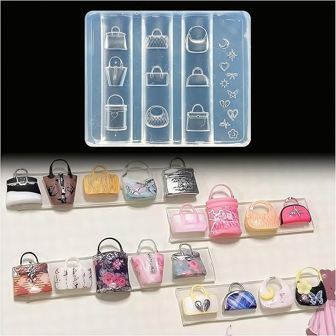 3D Handbag Gel Nail Art Mold Arts Resin Clutch Molds for Accessories Supplies Bags Silicone Tools Nails Style