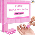 100 Mini Nail Buffers Block - 80/100 Grit Mini Buffing Block limas para uñas Fingernail Files Bulk Dual Grit Nail Files for Acrylic Gel Natural Nails Manicure Pedicure Portable Nail Care Kit
