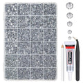 Silver Clear Resin Rhinestones w B7000 Glue for Bedazzling Crafting 2mm-6mm Crystal White Flatback Stones Diamonds Crystals Gems Bedazzler Kit for Nails Face Eyes Makeup Tumblers Crafts Shoes