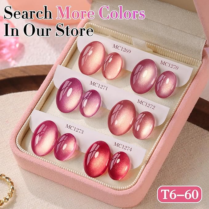 Double Rhythm 0.5 OZ Cat Eye Gel Polish with Magnet 15ML Holographic Glitter Shimmer Translucent Jelly Color Magnetic Nail Polish Salon DIY at Home (Cinnamon Pink-MC1269)