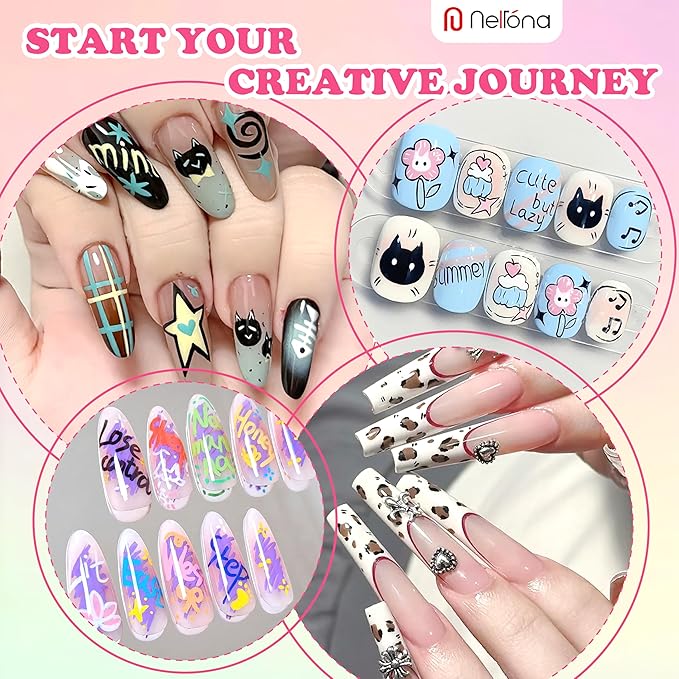 24 Colors Nail Art Pens Dual tips 3D Nail Polish Pens Set 0.7mm Quick-Drying Acrylic Paint Markers Dotting Liner Drawing Pen Manicure Tools Set for Nail Design, DIY Home Salon Manicure Tools