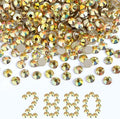 Beadsland Flatback Rhinestones Bulk, 2880pcs Gold Rhinestones for Nails Crafts Clothes DIY Decoration, Metal Sunlight, SS30, 6.3-6.5mm