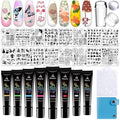 Biutee Nail Stamper Kit 16Pcs Nail Art Stamping Plate 8 Colors Stamp Polish Gel Silicone Stamper Scraper with Storage Bag, Nail Stamp Plates Love Flower Butterfly Leaf Template Holiday Design Gift