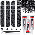 Resin Rhinestones for Crafting with B7000 Jewelry Glue, 2 Boxes Black Flatback Crystals with 3Pcs 10ml Glue for Bedazzling Crafts DIY Nail Art Makeup，Non Hotfix Gems for Clothing Shoes