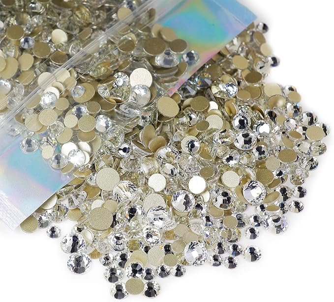 Genie Crystal 4,5,6.4 mm Mixed Size Flatback Rhinestones 80 Grams, ss16,ss20,ss30 Crystal Rhinestone for Tumbler, Shoes, Nail Art, Dance Costumes, DIY Bling Crafts