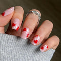 CurvLife Soft Gel Press On Nails Square, Heart Polka Long-Lasting Reusable Fake Nails Kit with Glue & Tabs, 30pcs Salon-Quality Stick On Nails for Women At-Home Manicure