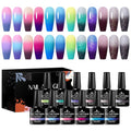 Color Changing Gel Nail Polish Set 12 Colors Temperature Mood Changed Glitter Gel Polish Soak Off UV/LED Nail Art Design Kit Gifts for Women Girls