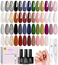 beetles Gel Polish Set - Gel Nail Polish Kit Gilded Veil 25 Colors Black White Burgundy Blue Nude Grey Green Glitters UV Led Nail Polish with Top Base Coat Soak off Nail Art Gift for Women