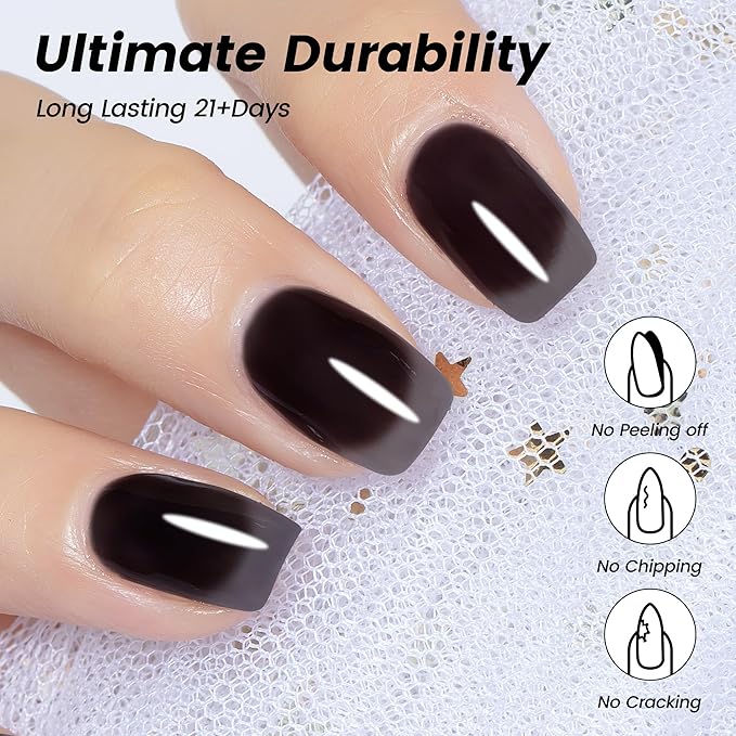 YTD Likomey Nude Black Gel Nail Polish,15ml Translucent Neutral Jelly Sheer Glass Salon Home DIY Nails Art Manicure Nude Fall Winter UV Color Varnish,LS225