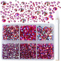 Bymitel 5000 Pieces 6 Mixed Sizes Glue Fix on Glass Rhinestones Round Crystal Gems Flatback for DIY Jewelry Making with one Picking Pen(6-Sizes 5000PCS, Siam AB)