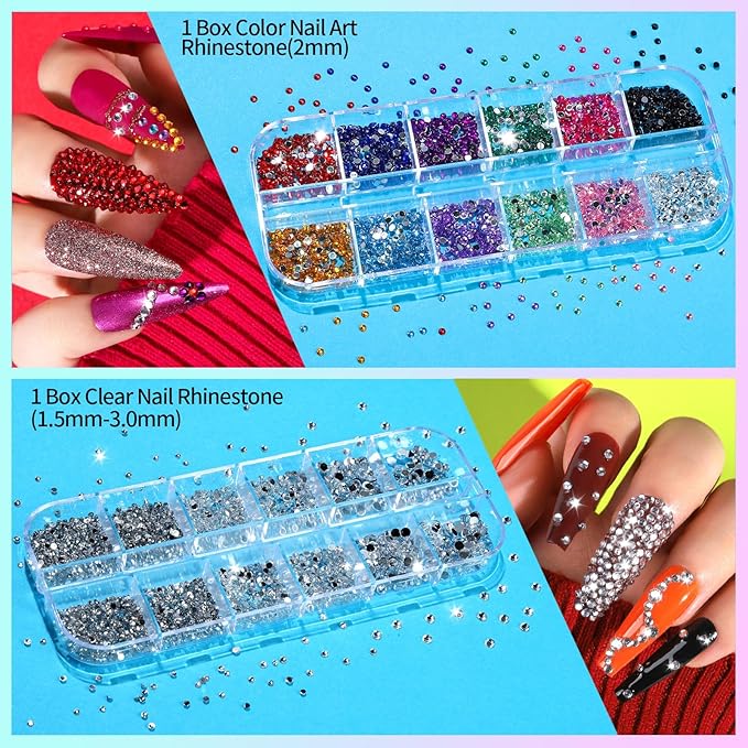 Teenitor Nail Art Brushes Set, Nail Art Tools, Nail Art Kit, Nail Art Supplies, Nail Rhinestones, Nail Accessories For Nail Art