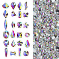 2000Pcs AB Crystal Rhinestones Set (1760pcs+240pcs), Round & Multi-Shape AB Glass Rhinestone, Flatback AB Crystals for Nails, Clothes, Face, Jewelry | Aurora Borealis