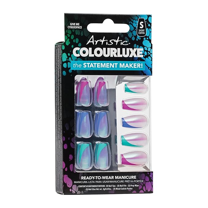 Artistic Colourluxe Press-On Tips - Kit Colourluxe Press-On Tips - Kits Nails - 30 Nails (Give Me Cyberspace, Kit)
