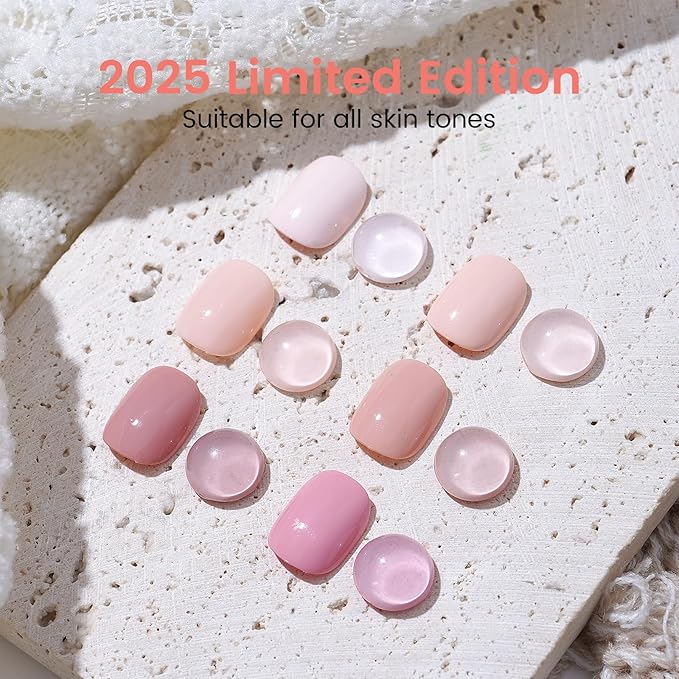 6PCS 18ml Nude Gel Nail Polish Set- Hema Free Nude Pink Yellow Soak off Gel Polish Set with Swatch Board- Light Pink Off-White Gel Colors Nail Art Manicure Salon DIY at Home for Women Girl