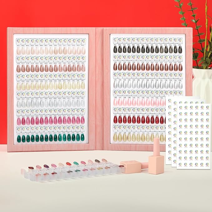 Magnetic Nail Swatch Book,180 Nail Color Display Book with 192 Magnetic Tips,Professional Nail Salon Color Display Book for Easy Preview & Storage