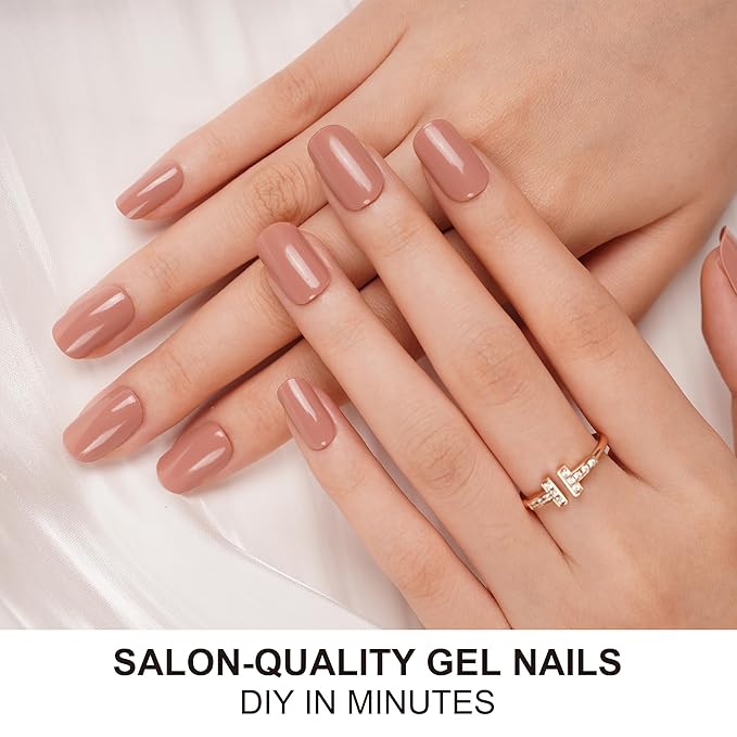 DANNI & TONI Semi Cured Gel Nail Strips Mauve Nude (Blissful) Natural Gel Nail Wraps Gift for Woman