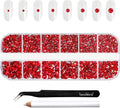 Beadsland Rhinestones for Makeup,8 Sizes 2500pcs Light Red Flatback Rhinestones Face Gems for Nails Crafts with Tweezers and Wax Pencil,Light Siam,SS4-SS30
