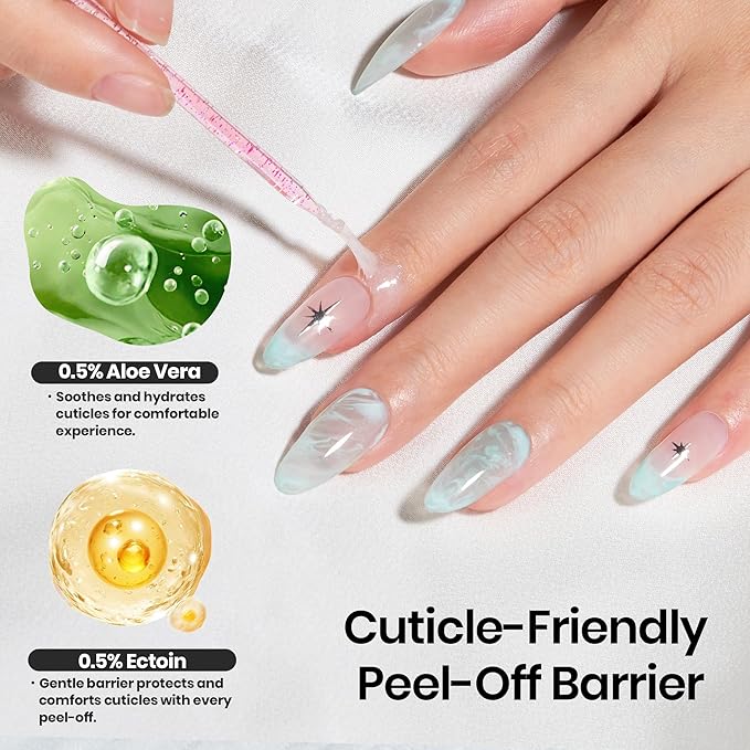 Beetles White Liquid Latex for Nails 15ml - Latex Nail Polish Barrier Peel Off Cuticle Guard for Gel Nail Polish Protector for Fingers Air Dry Manicure Cuticle Protectors with Stick Gifts for Women