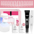Beetles Gel Nail Kit Etch-X, Medium Square, 576pcs 12Size, with Nail Dehydrator and Primer, Solid Glue Mini Lamp, Half Matte Gel Nail Tips Acrylic Tips Easy DIY Extension Set Gift for Women
