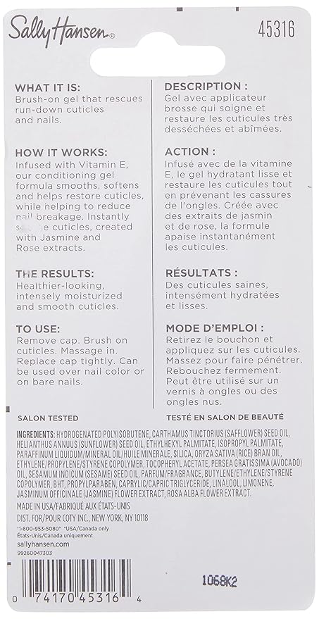 Sally Hansen Nail Treatment Cuticle Rehab™ | Moisturizing Treatment with Jasmine, Rose & Vitamin E | Hydrates Nails & Cuticles, Reduces Breakage