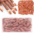 100PCS Replacement Nail Tips for Acrylic Nails Practice Hand, Brown Fake Nails with box for Nail Hand Practice