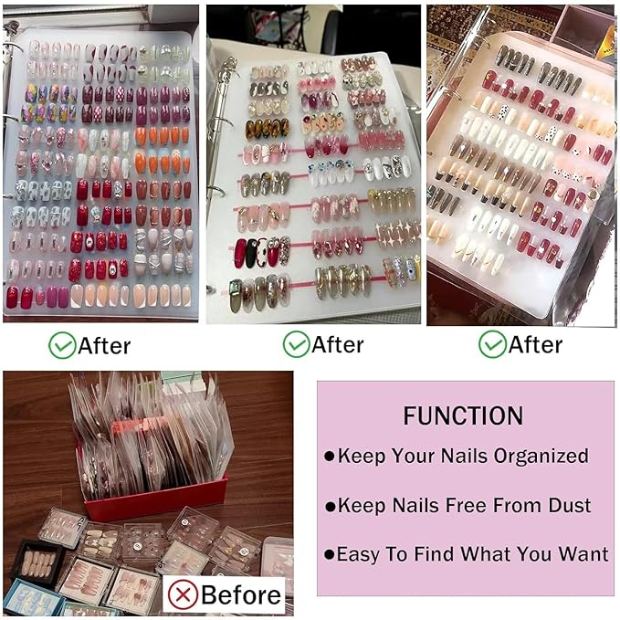 Large Press On Nails Organizer - A4 Storage Book Insert Pages for Fake Nail Salon Supplies