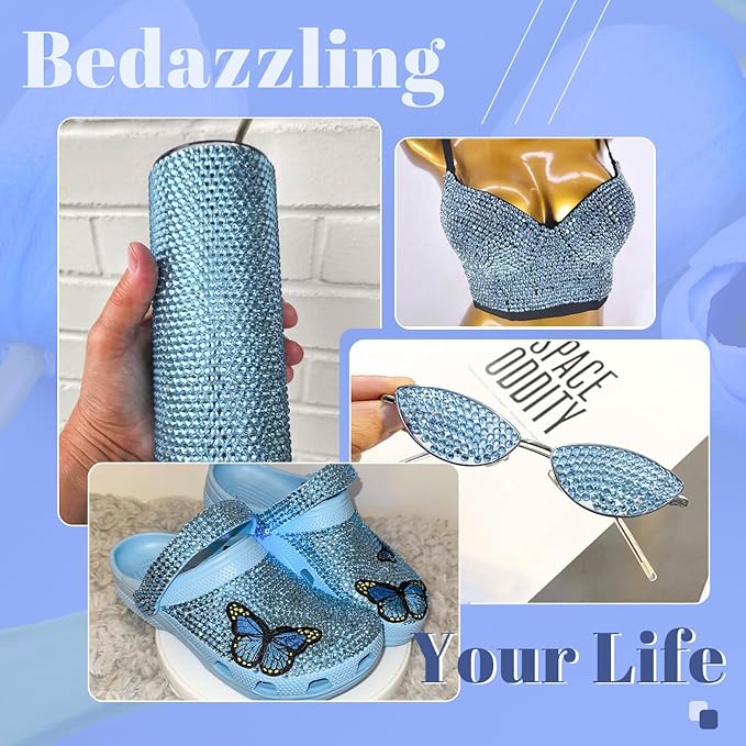 1500PCS 6mm Resin Rhinestones in Bulk (Light Blue), Bedazzling Flatback Crystals Rhinestones for Crafting DIY Nail Decoration, Gems Diomand Charms for Tumbler Shoes Clothing Fabric
