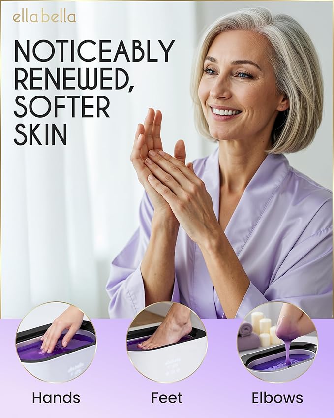 ELLA BELLA® Paraffin Wax Machine for Hand and Feet • Parafin Wax Warmer • Everything in One Kit – Paraffin Wax Refills, Mitts & Booties • Soothing Relief with Parrafin Wax • At Home Spa Experience