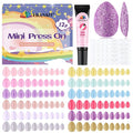 EBANKU 12 Pack Fake Nail Kit, Aurora 288 Pieces Press on Nails for Kids Colorful Press on Nail Short Artificial False Nail Kits for Kids Girls