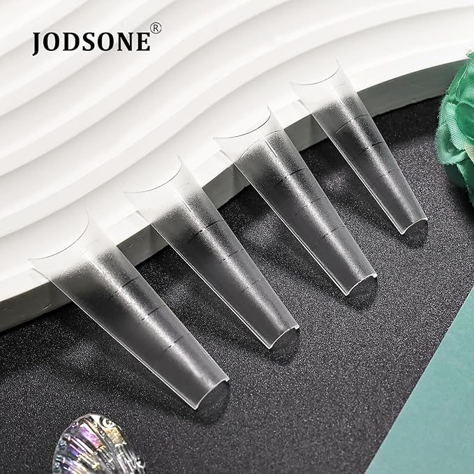 JODSONE Long Coffin Nail Tips Soft Gel Matte Half Cover Clear Gelly Press on Flase Nail Tips for Extension Nail Manicure 12 Sizes 360Pcs