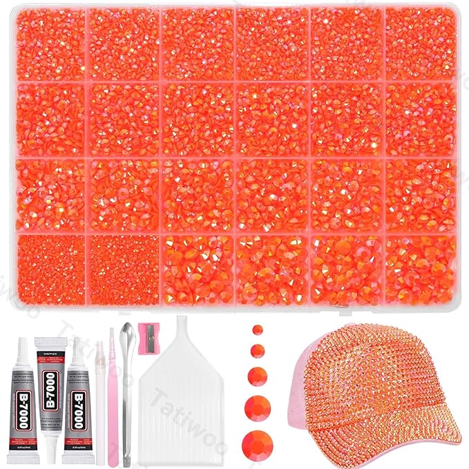 20000Pcs Orange Flatback Jelly Resin Rhinestones for Bedazzling, Mix Sizes Crystal Rhinestones Gems, Orange Gems Bedazzling for Crafting, Flatback Rhinestone for DIY Face Makeup Crafts Tumblers