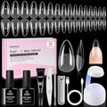 Beetles Gel Nail Kit Flat-X, Almond Medium, 320pcs 16 Sizes Nail tips, with 15g Nail Glue Gel Hands-Free, 7.5ml Base Gel & Top Coat, Mini Lamp, for Acrylic Press On Nail, Extension DIY Set at Home