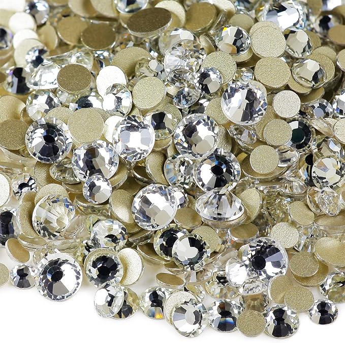 Genie Crystal 4,5,6.4 mm Mixed Size Flatback Rhinestones 80 Grams, ss16,ss20,ss30 Crystal Rhinestone for Tumbler, Shoes, Nail Art, Dance Costumes, DIY Bling Crafts