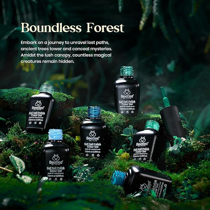 Beetles Green Gel Nail Polish Set - Boundless Forest Dark Green Gel Polish, 6 Colors Soak Off Uv LED Nail Lamp Gel Nail Kit Home DIY Manicure Nail Salon St Patrick Day