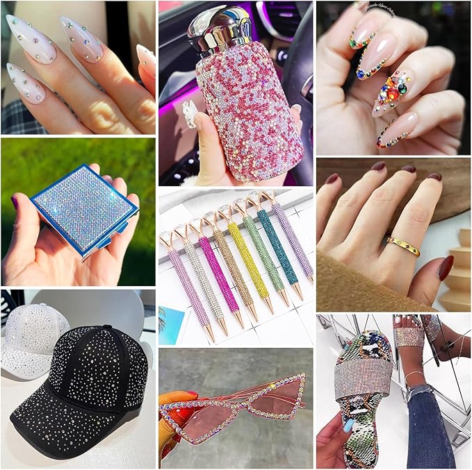 12 Colors Tiny Resin Nail Art Rhinestone Cabochons AB Colors Iridescent Nail Tooth Face Gems Flatback Colorful Nail Diamond for Nail Jewels Makeup Decoration