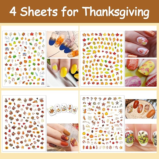 TailaiMei 20 Sheet All Holidays Nail Art Stickers, Mixed Seasons Variety Pack for Halloween Fall Christmas Valentine's Day Nail Decals, Self-Adhesive Design Year Round Assorted Nail Decorations