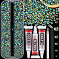 Resin Jelly Rhinestones for Crafting with B7000 Jewelry Glue, 1 Box Emerald Black Flatback Crystal with 3Pcs 10ml Glue, Bedazzling Non Hotfix Gems for DIY Tumblers Clothing Shoes Manicure
