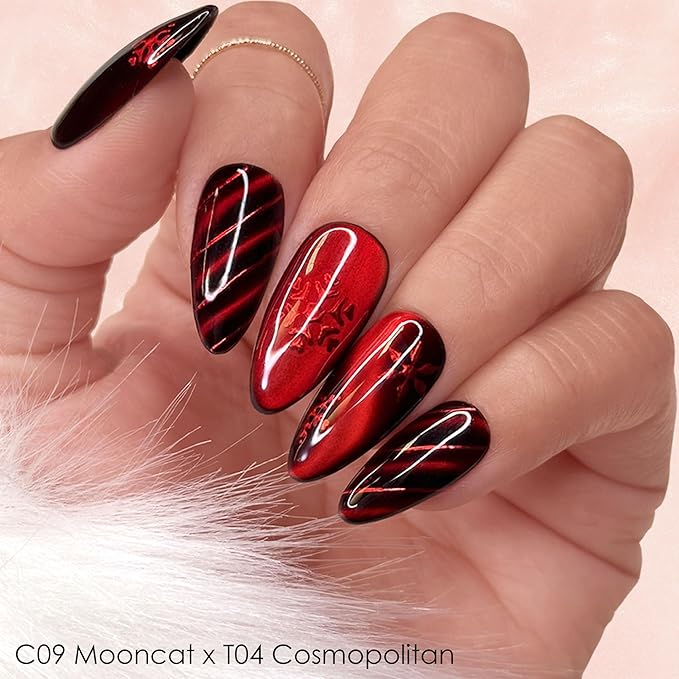 Daily Charme C09 Mooncat Silk Cateye Charme Gel Gel Nail Polish 15ml, Color Shifting Soak Off UV Led Gel Nail Polish, Home DIY/Nail Salon Manicure (Satin Silver)