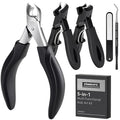 FAMILIFE 5-in-1 Pedicure Kit with Sharp Large Toenail Cutters for Thick Toenails, Heavy Duty Ingrown Toe Nail Clippers Long Handle for Senior Men & Women