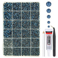 Ink Blue Crystal Resin Rhinestones w B7000 Glue for Bedazzling Crafting 2mm-6mm Navy Blue Flatback Stones Diamonds Crystals Gems Bedazzler Kit for Nails Face Eyes Makeup Tumblers Bottles Crafts